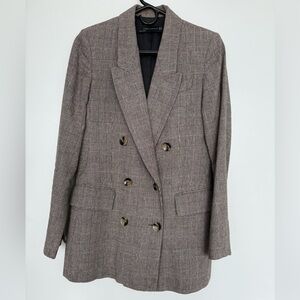 Zara Women's Plaid Double Breasted Blazer